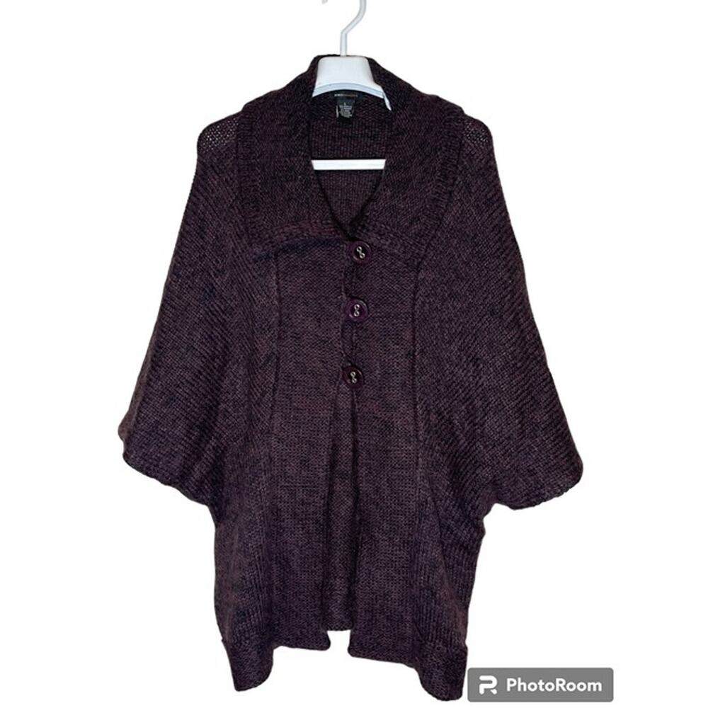 BCBG Max Azria Acrylic Button Up Knit Cardigan Open Front Drapes Women's Size L